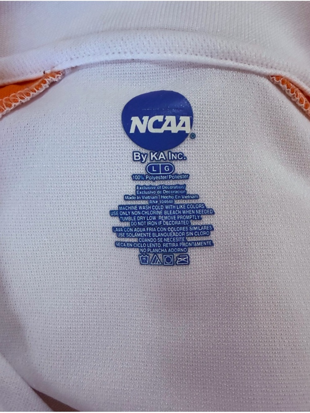 NCAA Tennessee Volunteers Vols White Polo with Orange Accents Size Large - Picture 5 of 5
